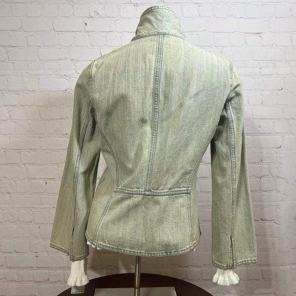 DKNY womens denim fitted blazer jacket dirty wash vintage 90s Y2K in size 6 NWT - Picture 3 of 16